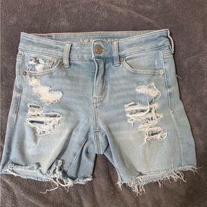 American Eagle Outfitters Light Blue Distressed Denim Shorts